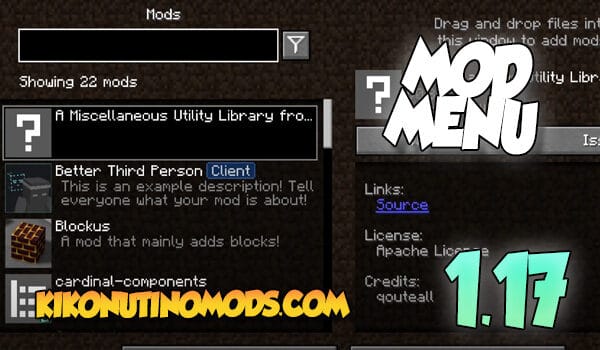 Mod Menu para Minecraft mod 1.17