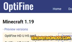 Optifine Minecraft 1,19