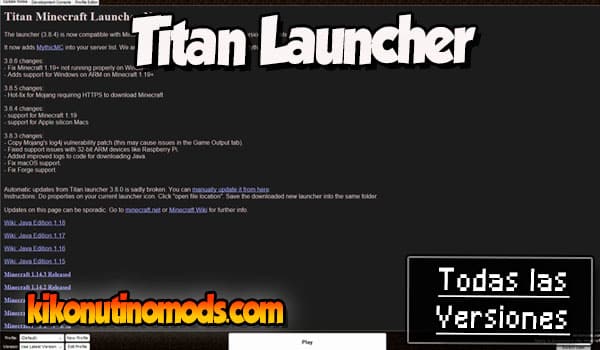 Titan Launcher Minecraft para todas las versiones Descargar