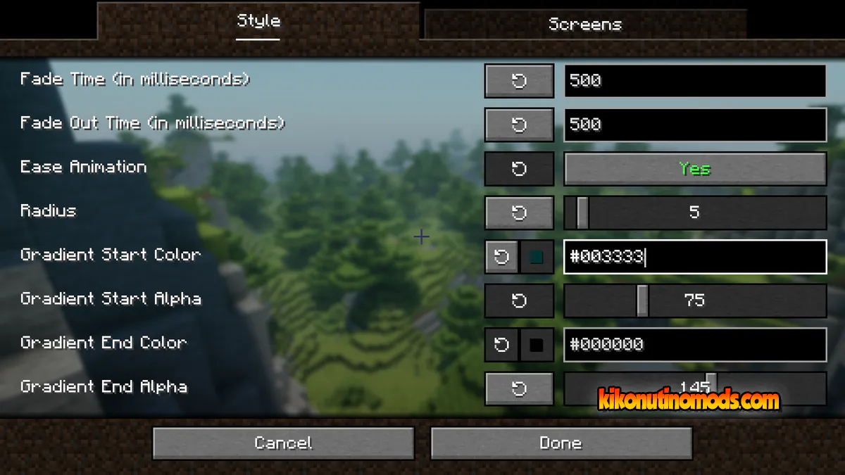 Captura de pantalla de Blur+ para Minecraft: Configure everything to your liking!