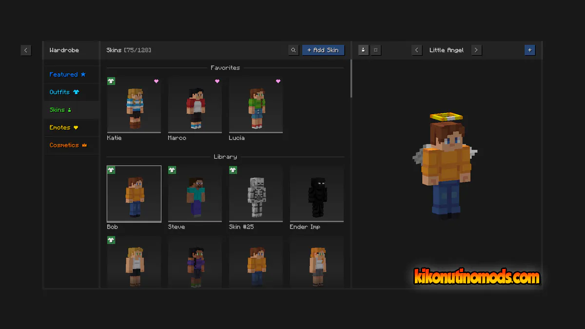 Captura de pantalla de Essential Mod para Minecraft: Skin Library