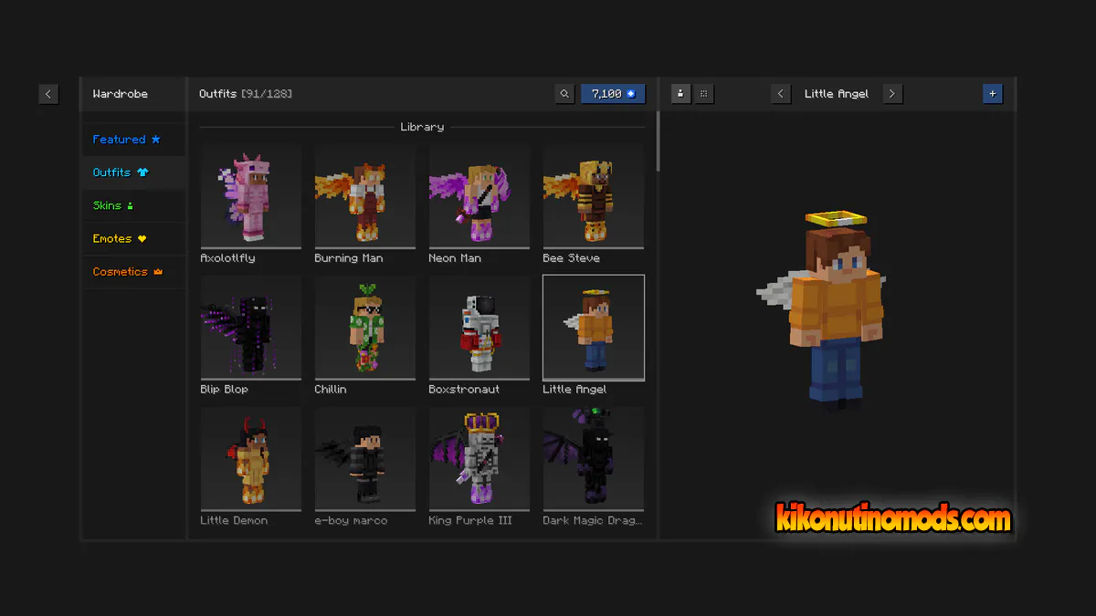 Captura de pantalla de Essential Mod para Minecraft: Outfits Library