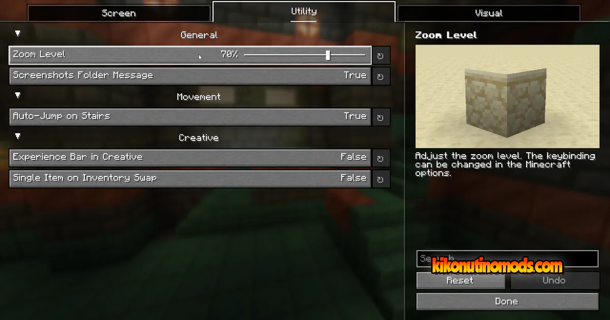 Captura de pantalla de IJM's Tweaks para Minecraft: Reorganized Options