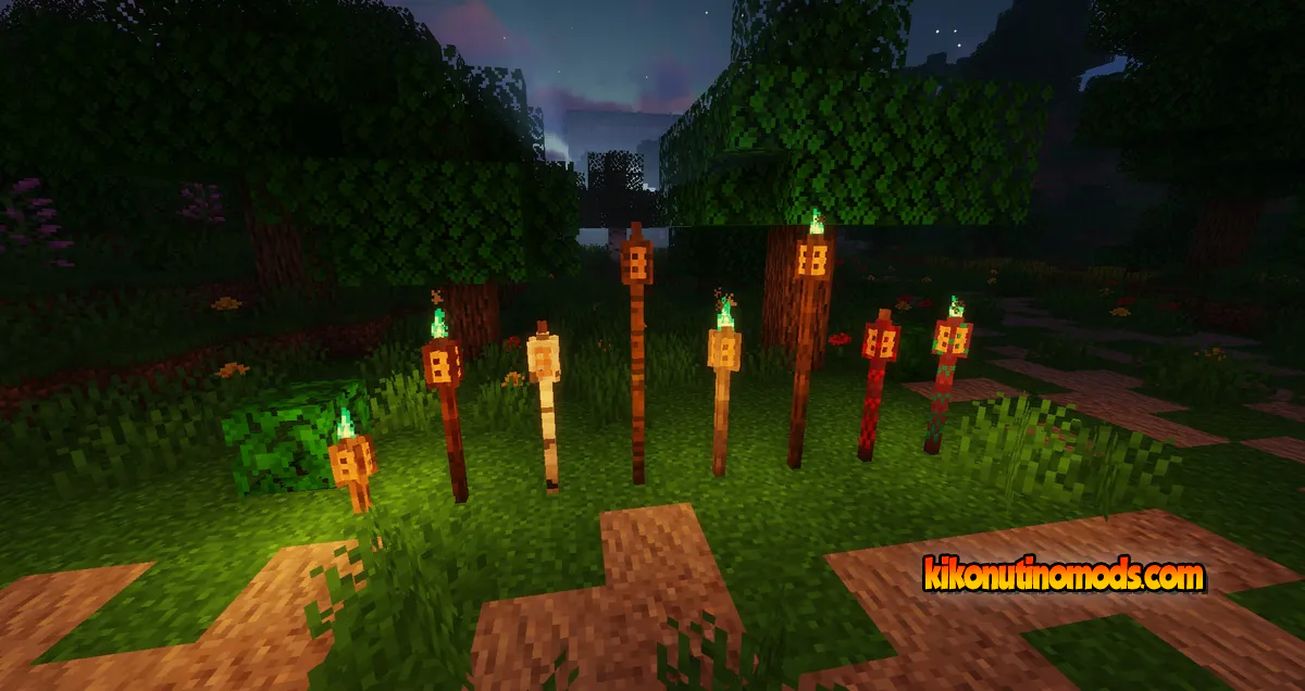 Captura de pantalla de Macaw's Lights and Lamps para Minecraft: Tiki Torches - stackable height