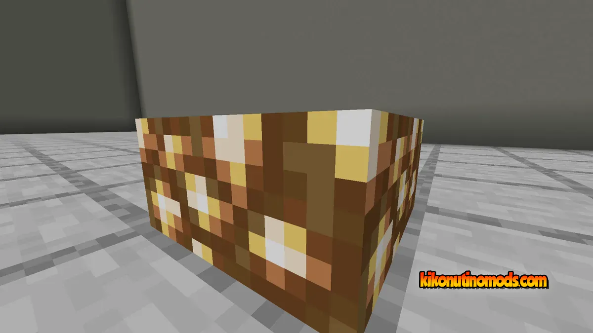 Bloque con textura de piedra luminosa amarilla y blanca sobre suelo de estudio.